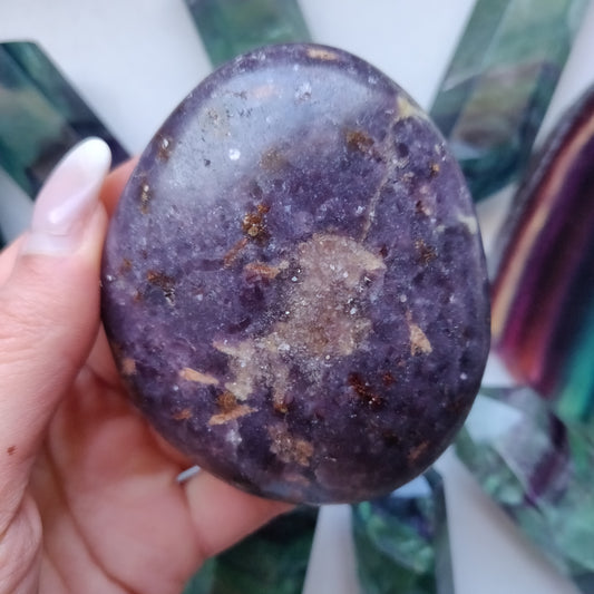 Lepidolite Palm Stone (#12)