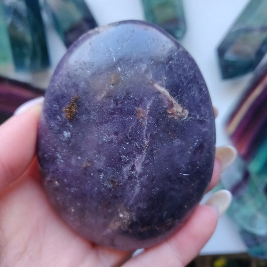 Lepidolite Palm Stone (#13)