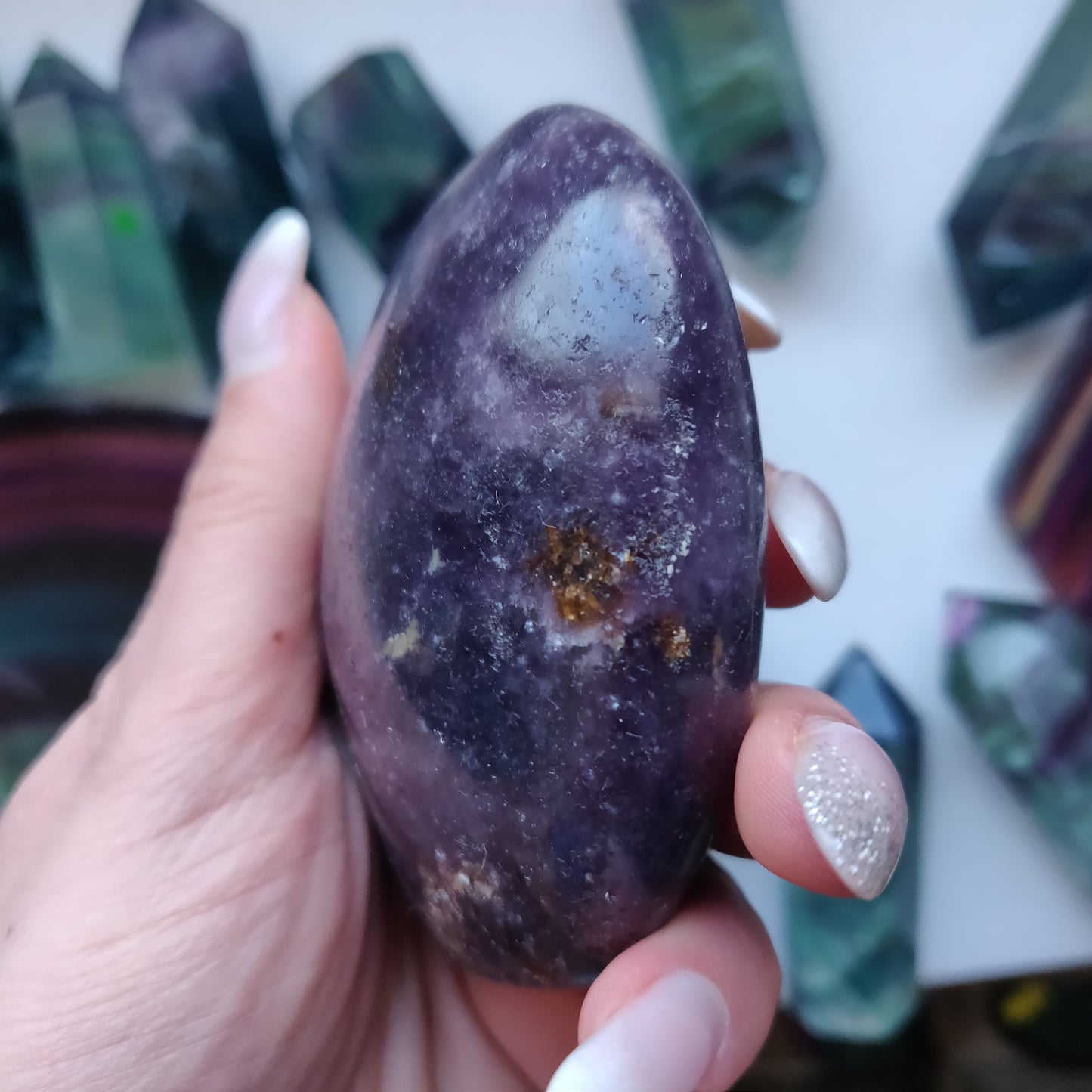 Lepidolite Palm Stone (#13)