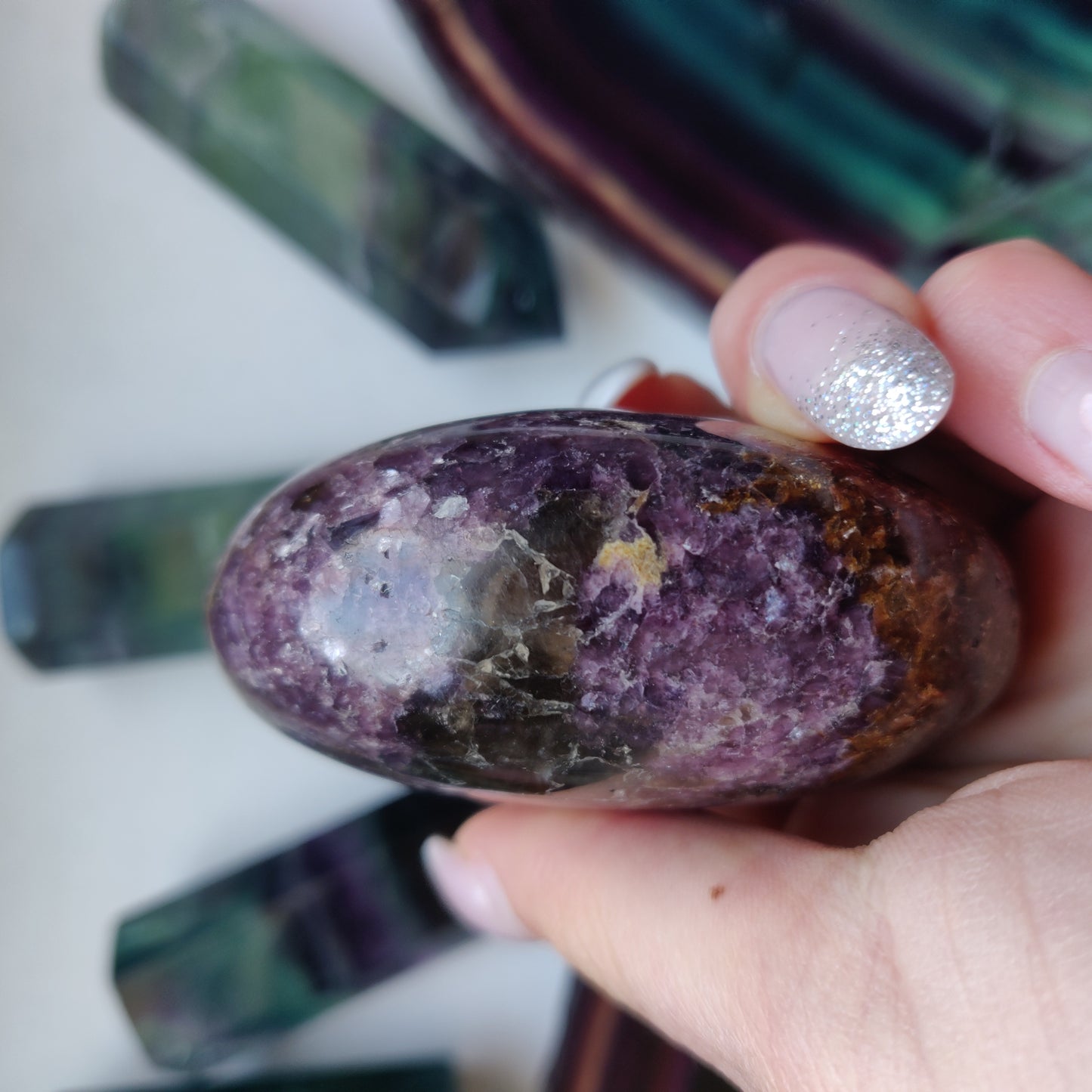 Lepidolite Palm Stone (#18)