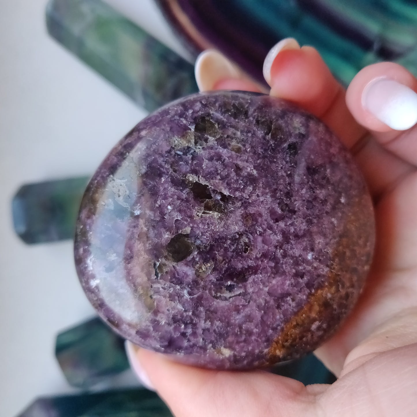 Lepidolite Palm Stone (#18)