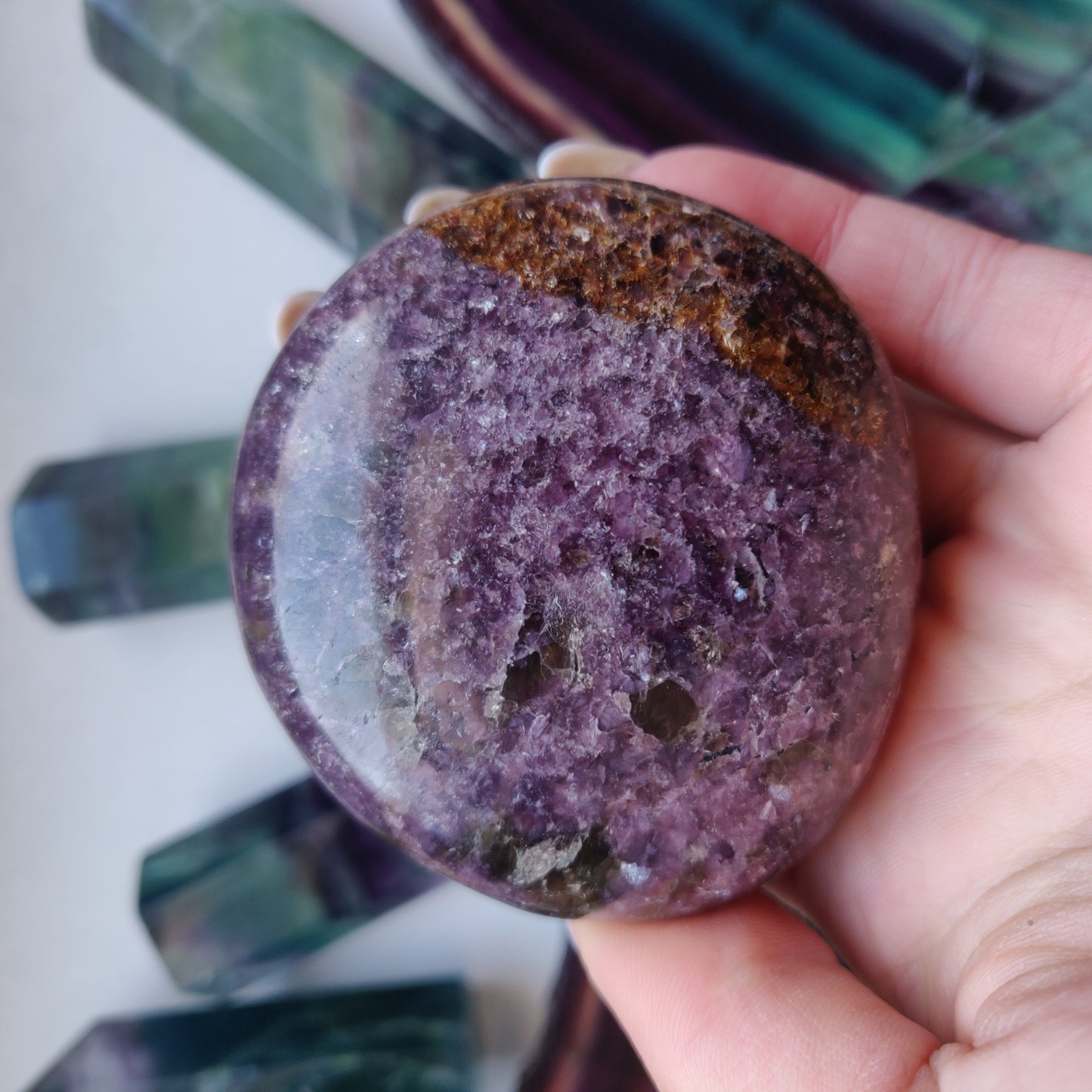 Lepidolite Palm Stone (#18)