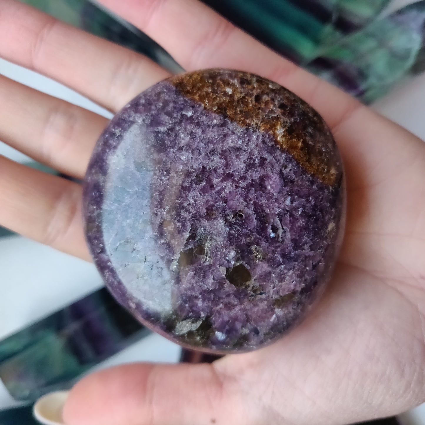 Lepidolite Palm Stone (#18)