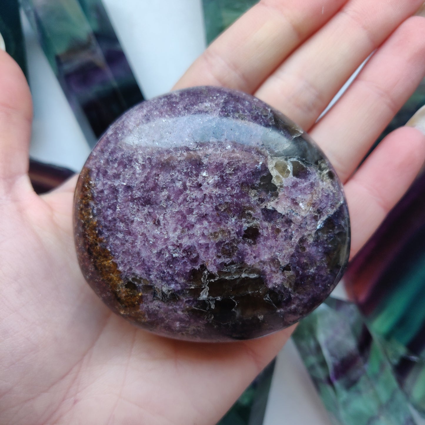 Lepidolite Palm Stone (#18)