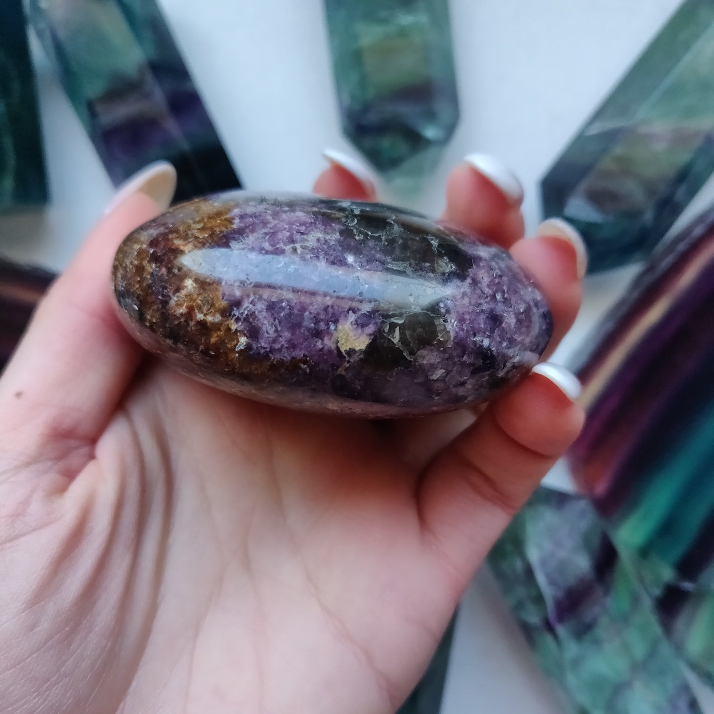 Lepidolite Palm Stone (#18)