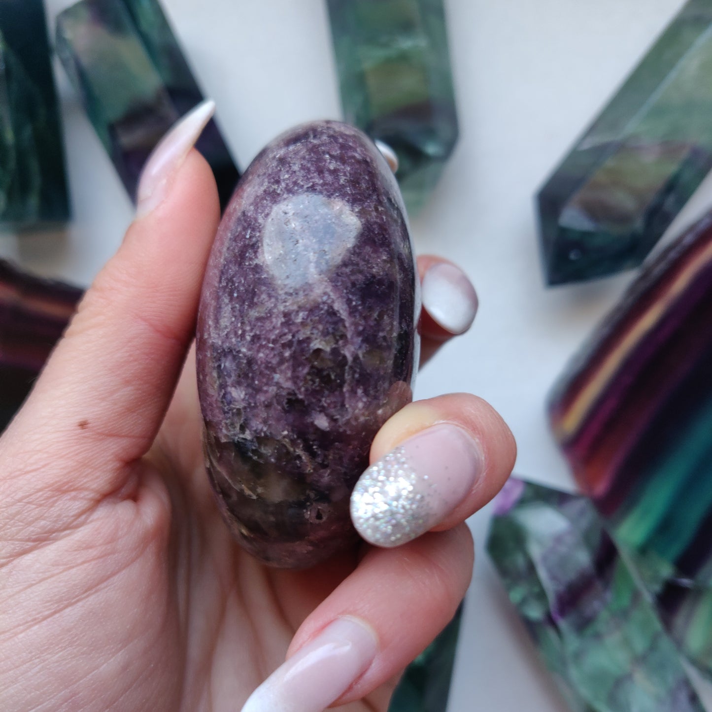 Lepidolite Palm Stone (#18)
