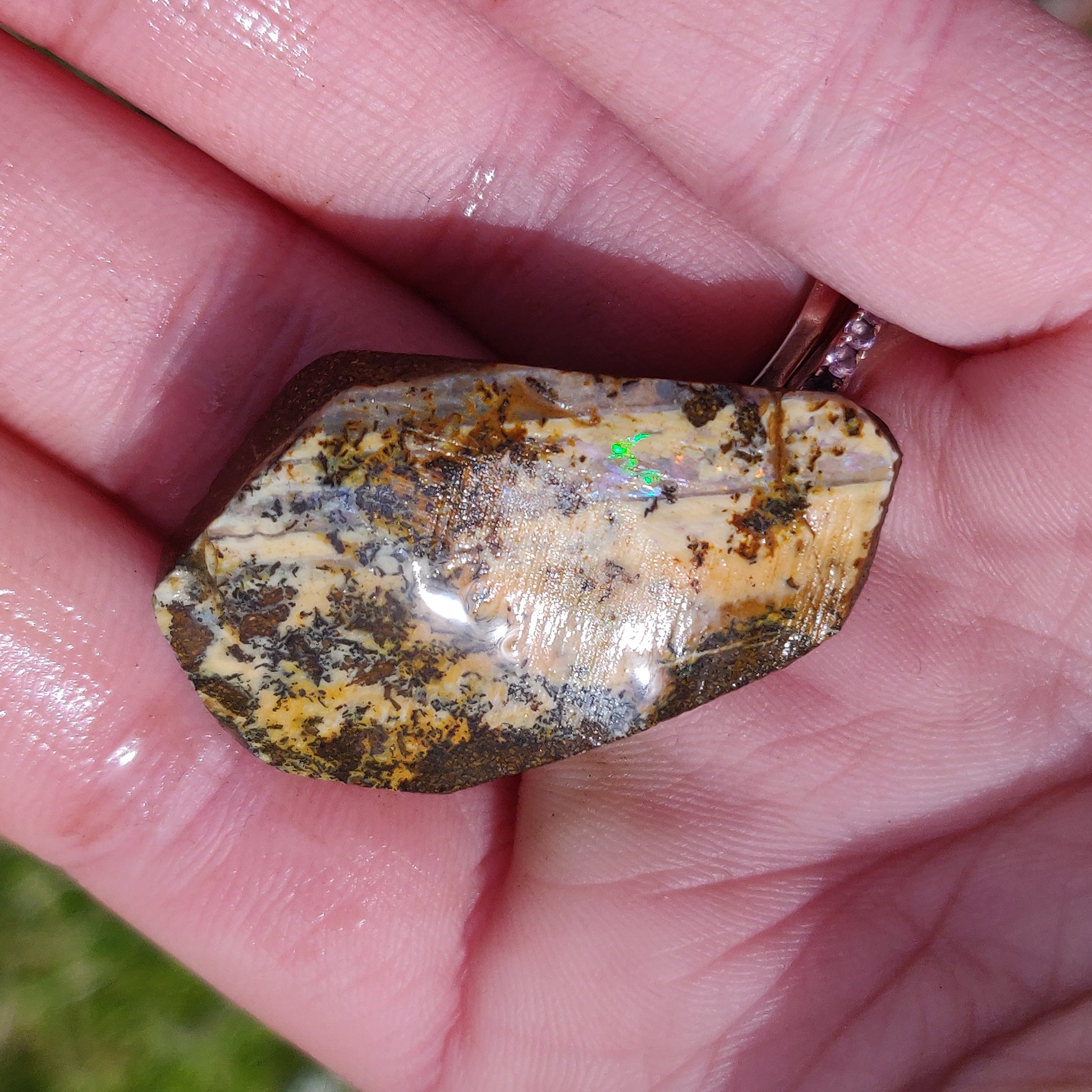 Australian Boulder Opal Rough Specimen with Dendritic Patterns (#1) - Simply Affinity