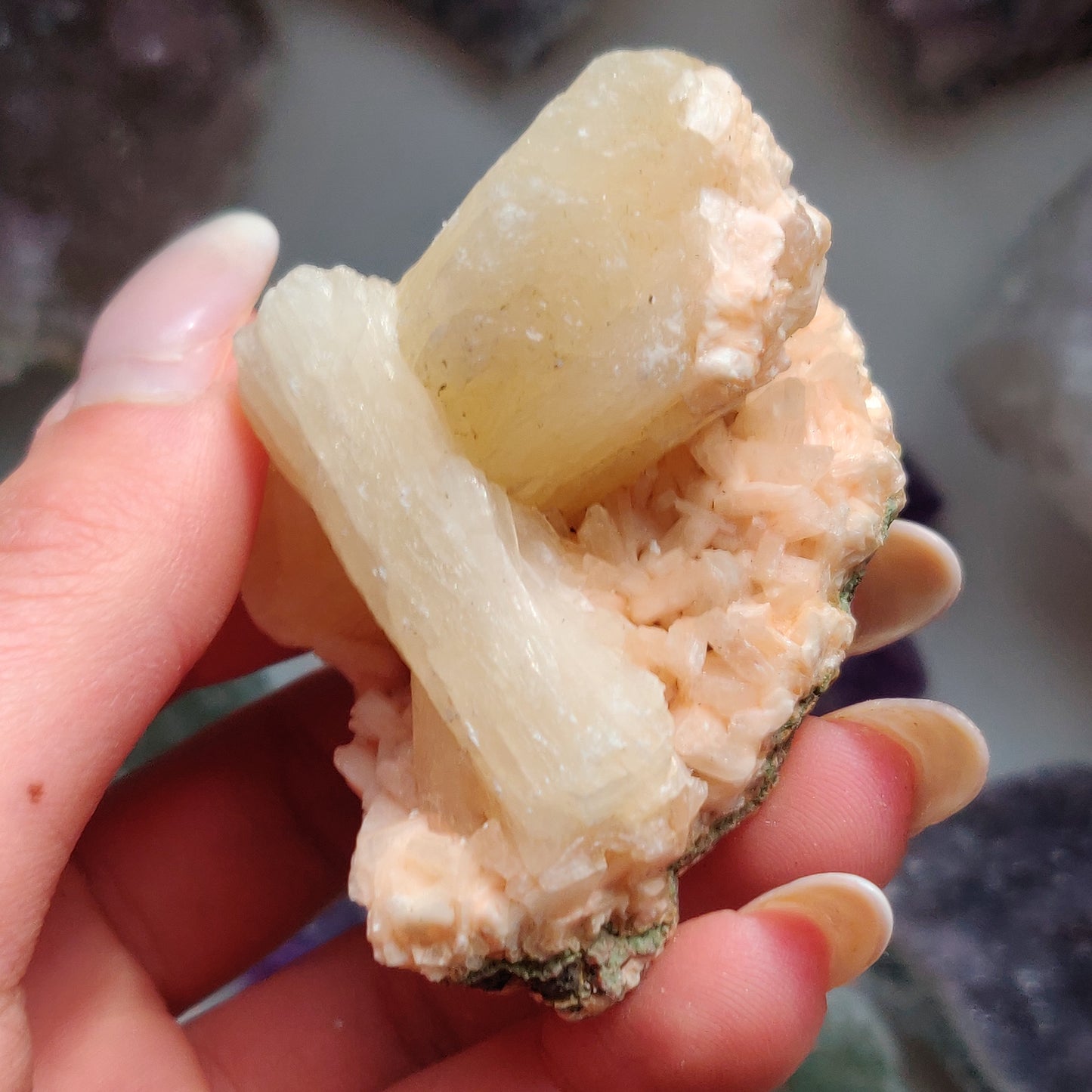 Heulandite and Peach Stillbite Cluster (#25)