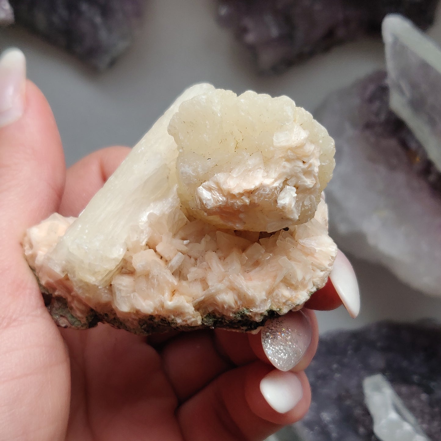 Heulandite and Peach Stillbite Cluster (#25)