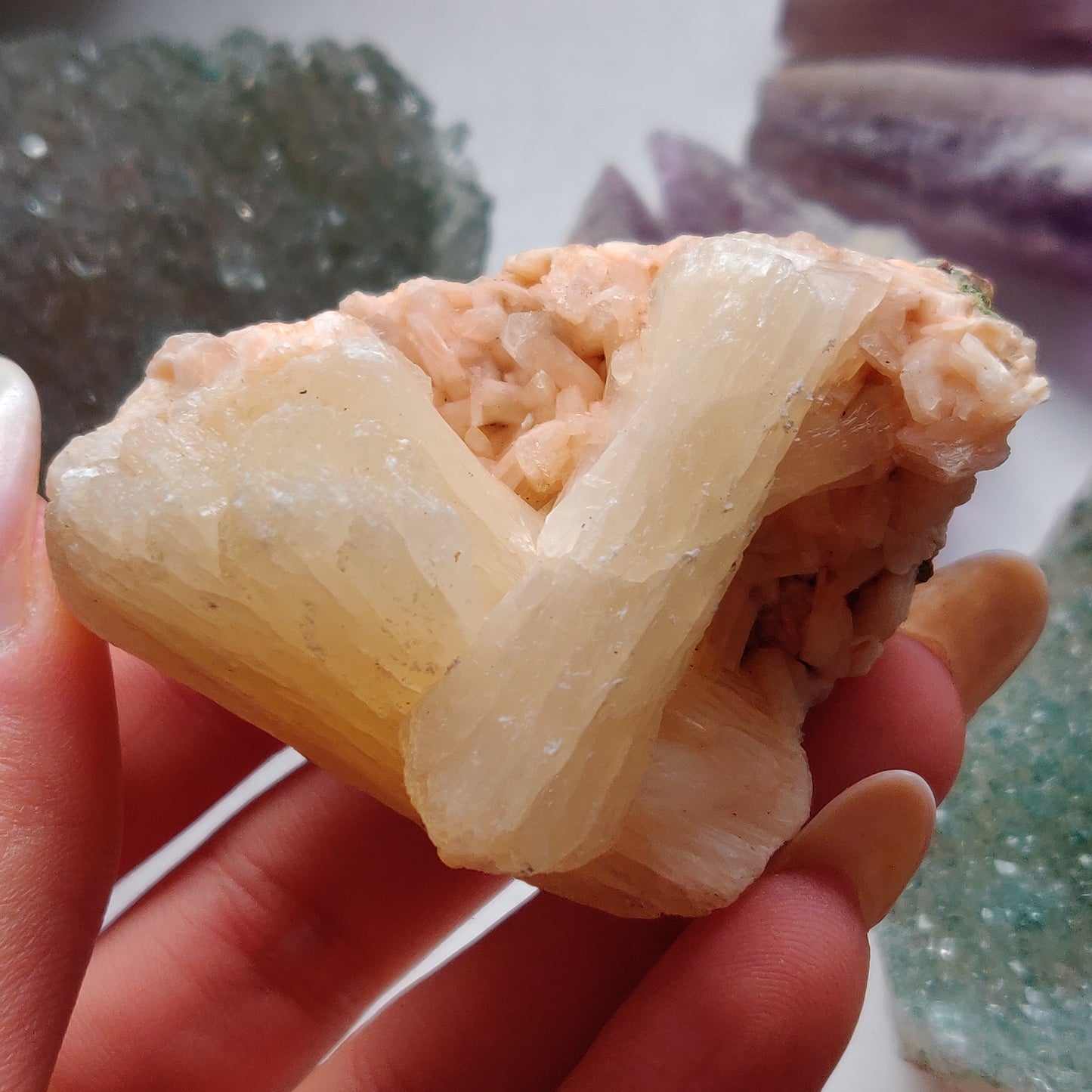Heulandite and Peach Stillbite Cluster (#25)