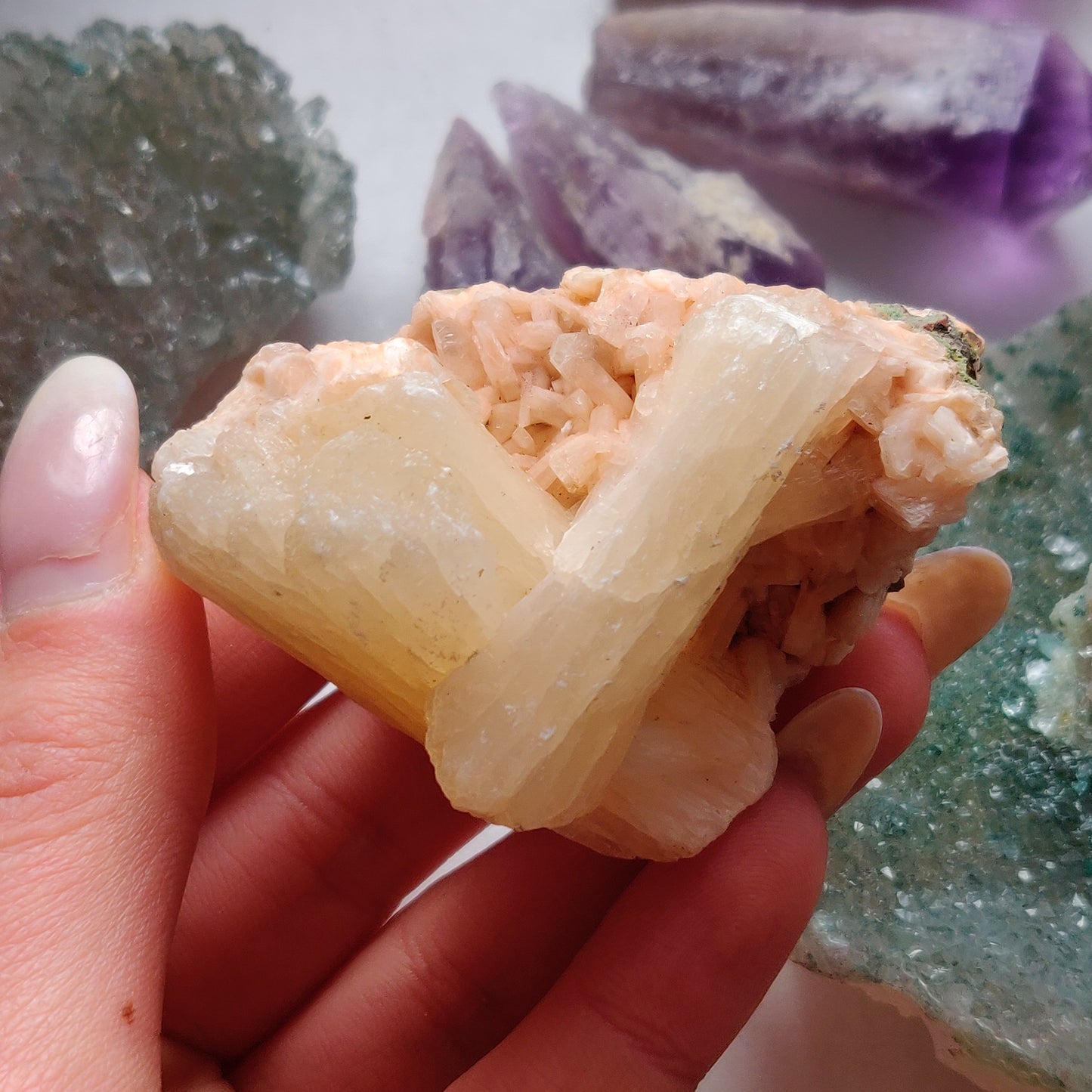 Heulandite and Peach Stillbite Cluster (#25)