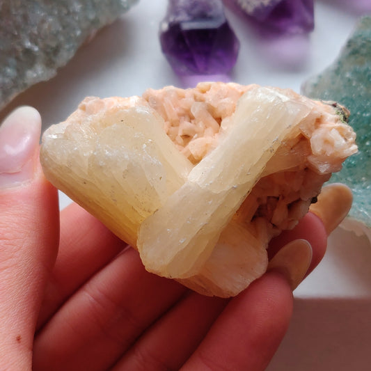 Heulandite and Peach Stillbite Cluster (#25)