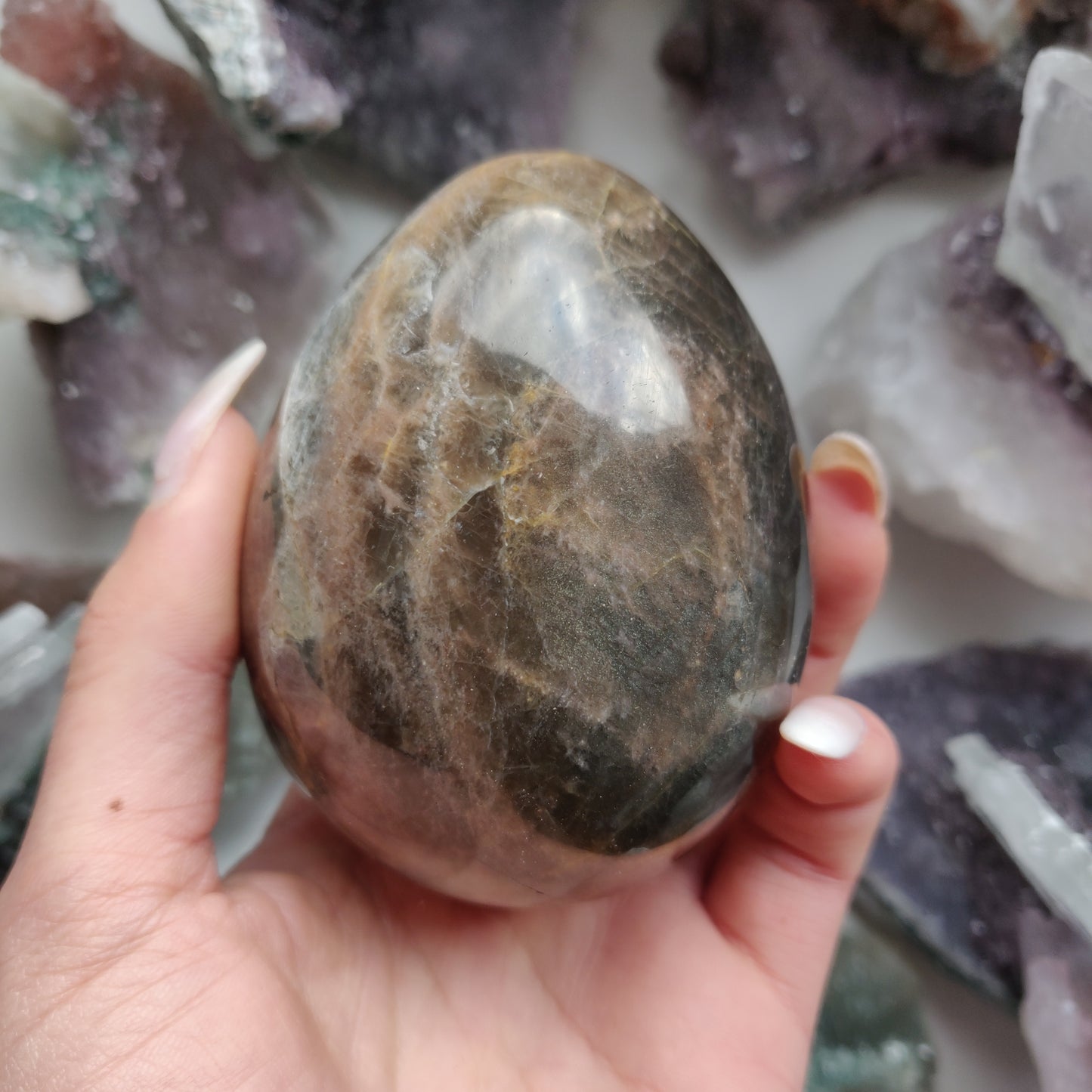 Large Black Moonstone Egg (#1)
