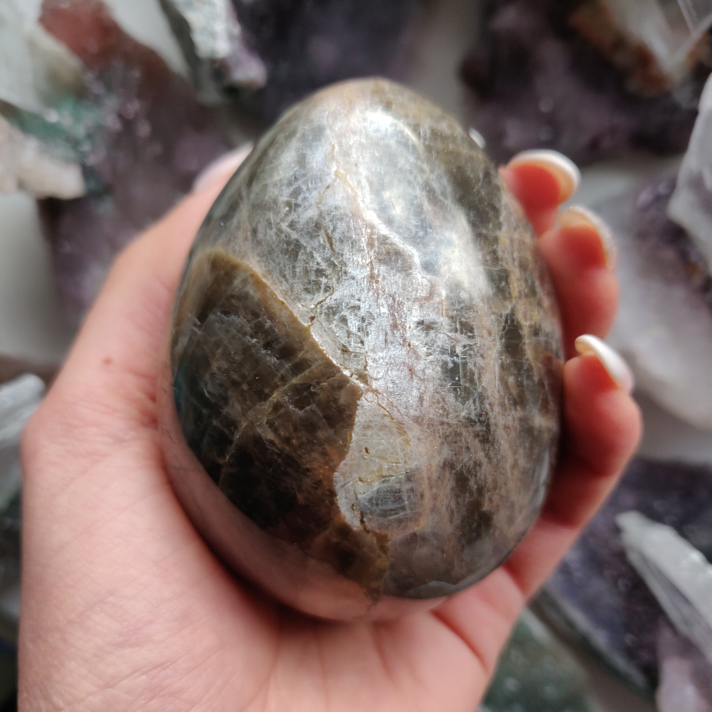Large Black Moonstone Egg (#1)