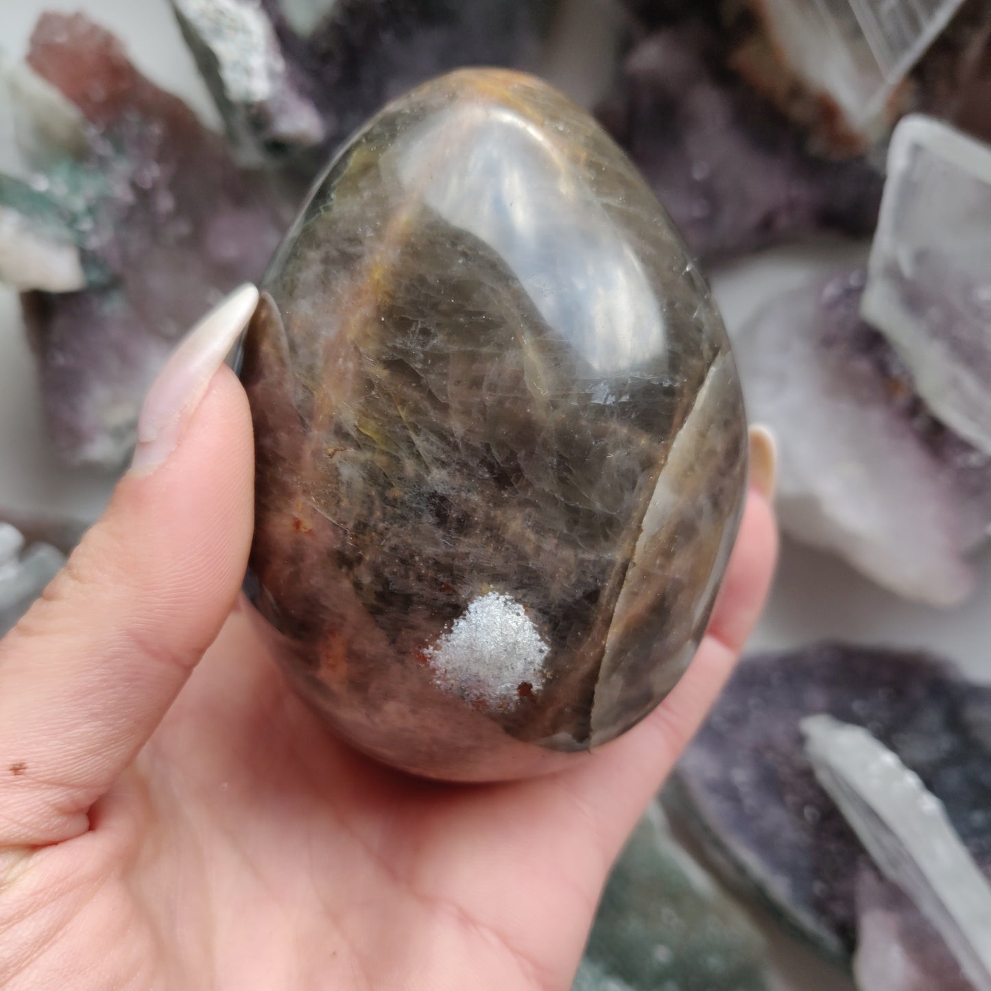 Large Black Moonstone Egg (#1)