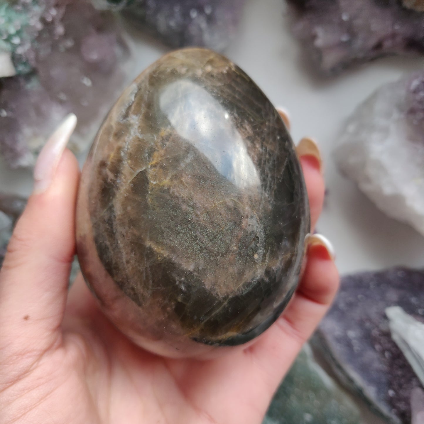Large Black Moonstone Egg (#1)