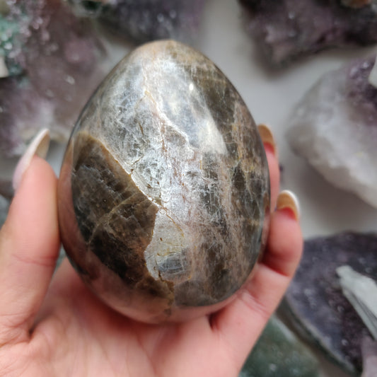 Large Black Moonstone Egg (#1)
