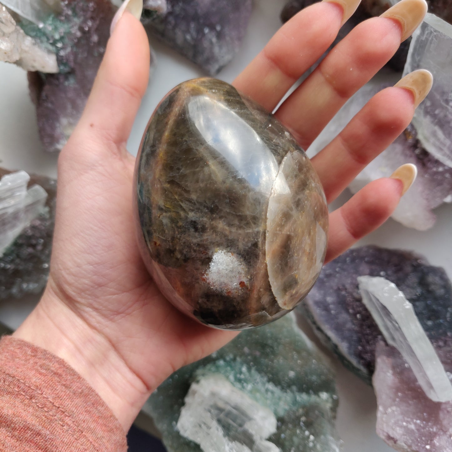 Large Black Moonstone Egg (#1)