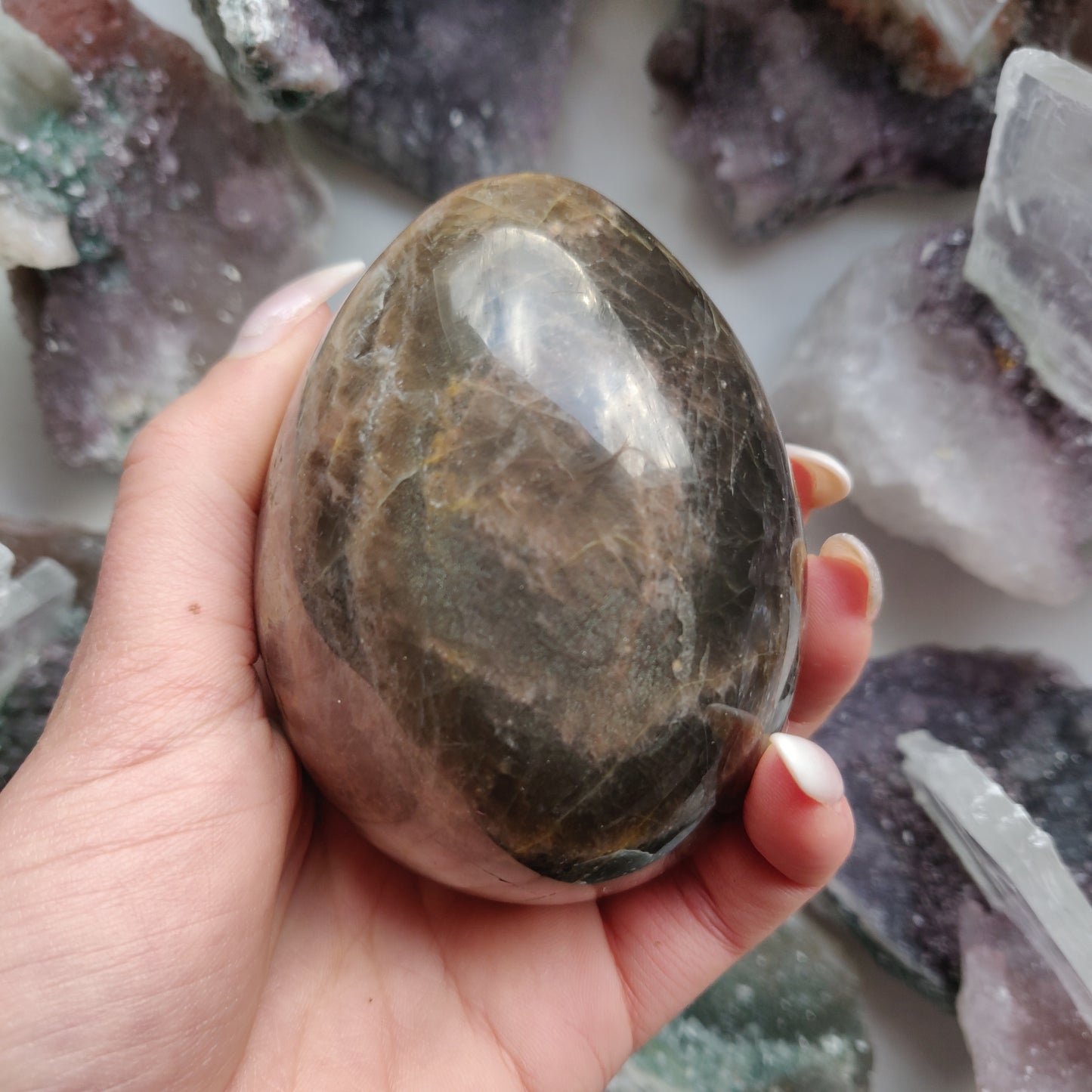Large Black Moonstone Egg (#1)