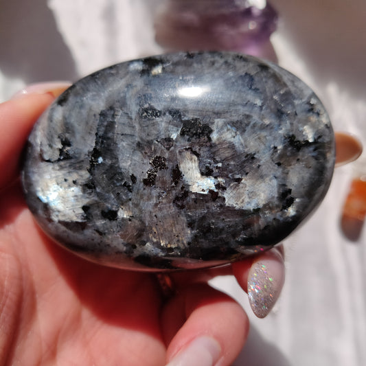 Larvikite Palm Stone (#5)