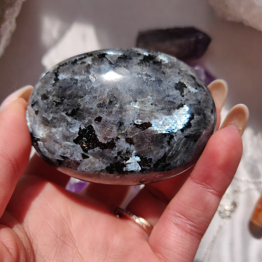 Larvikite Palm Stone (#9)