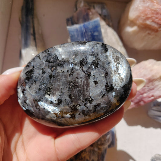 Larvikite Palm Stone (#2)