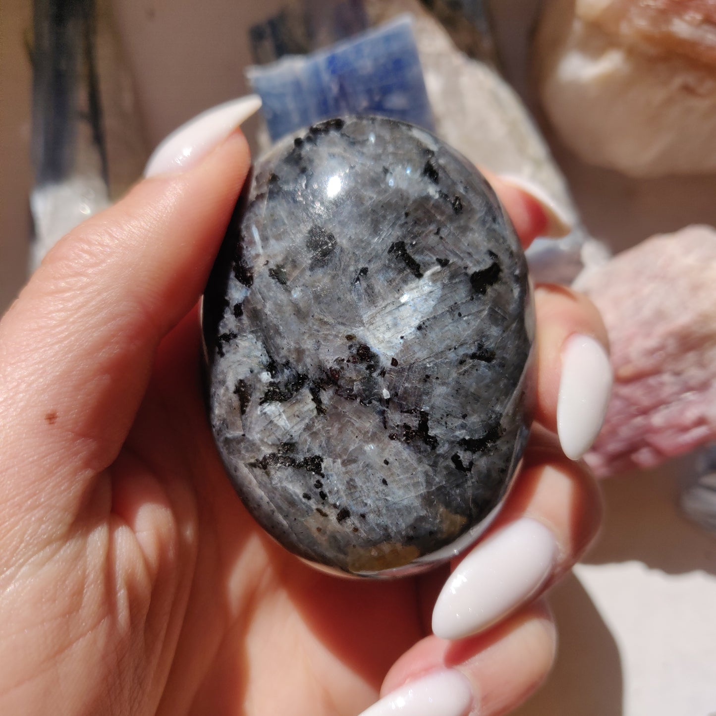 Larvikite Palm Stone (#6)
