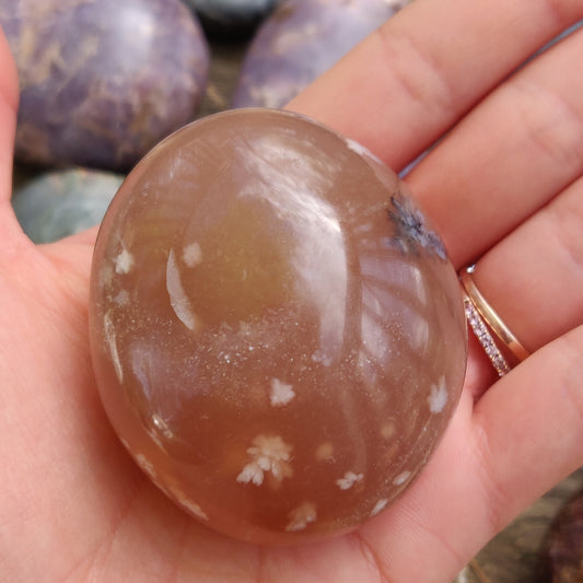 Flower Agate Palm Stone (#3)