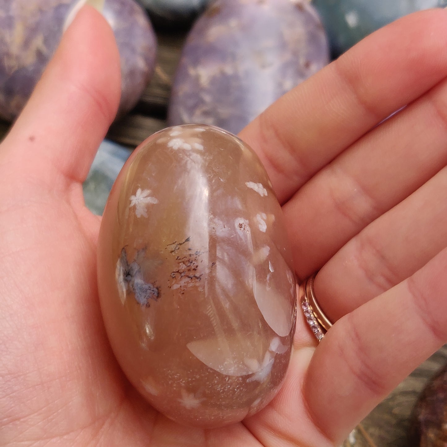 Flower Agate Palm Stone (#3)