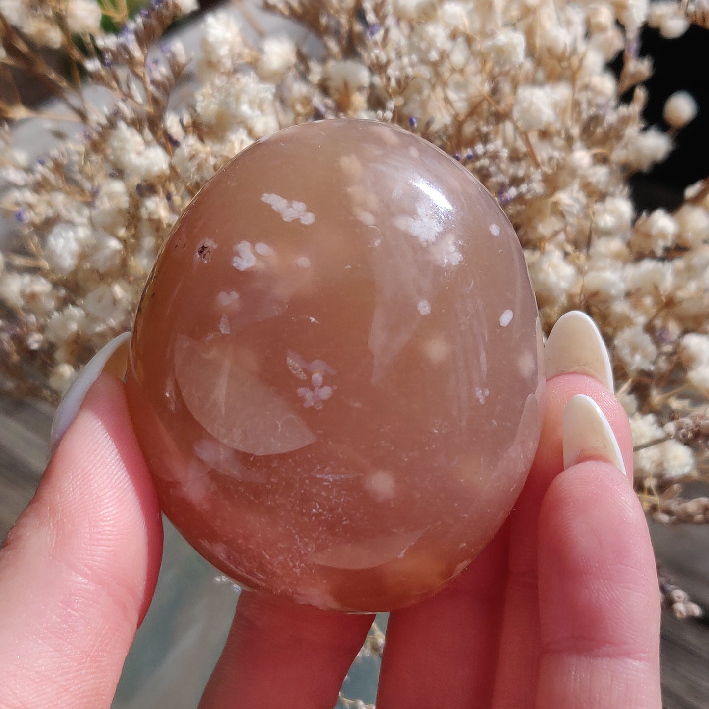 Flower Agate Palm Stone (#3)