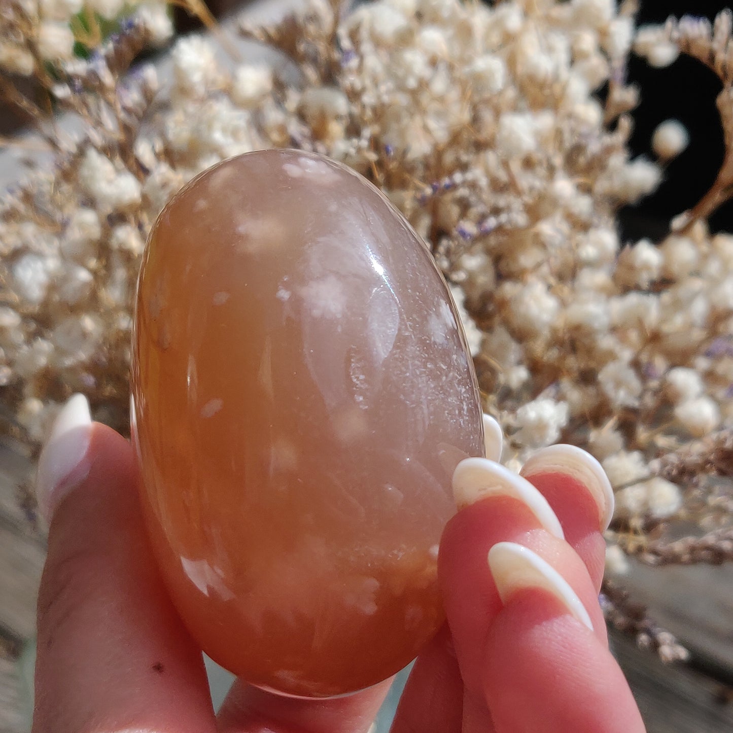 Flower Agate Palm Stone (#3)
