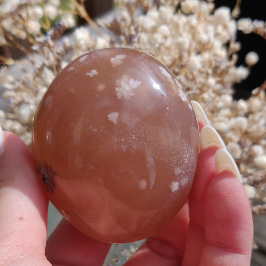 Flower Agate Palm Stone (#3)