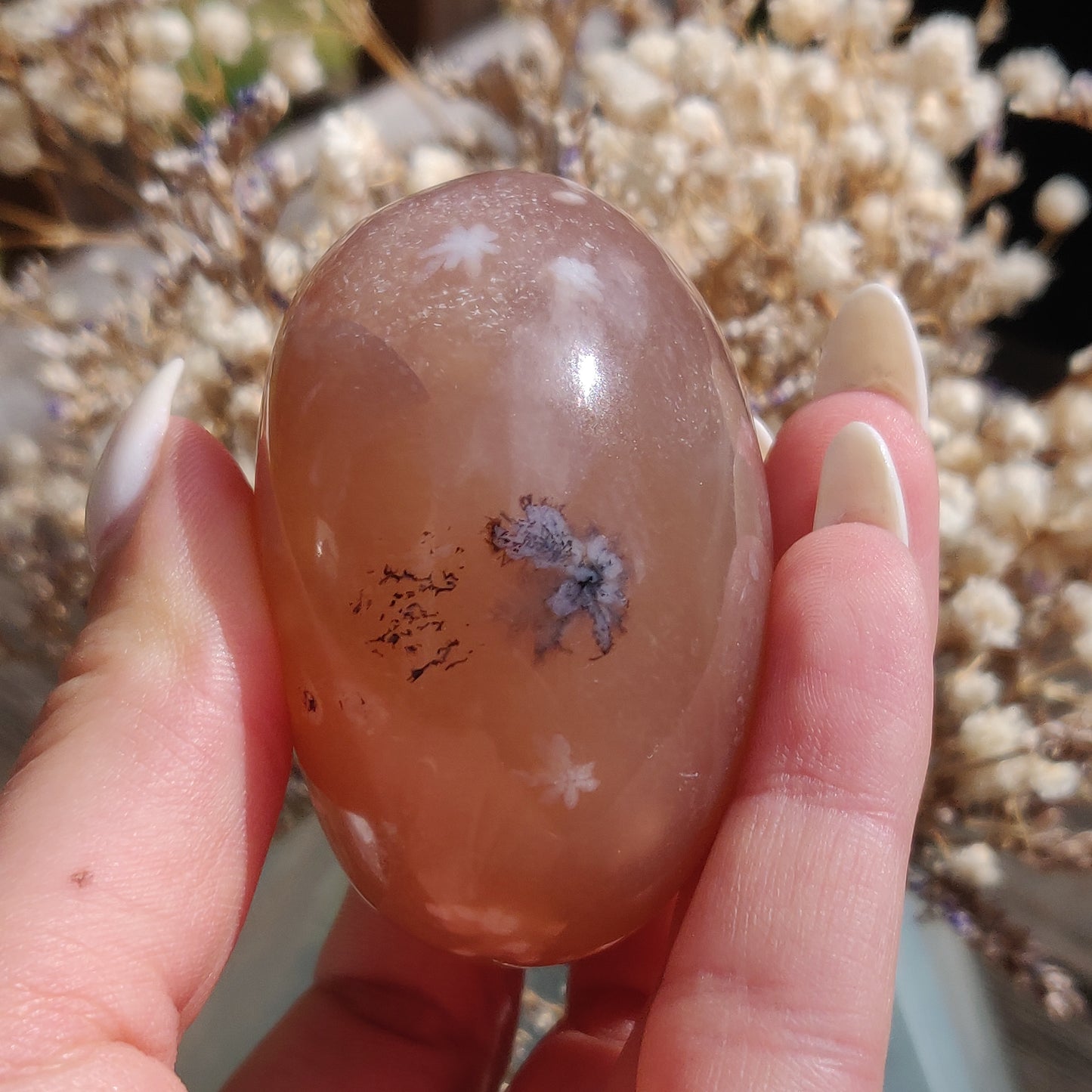 Flower Agate Palm Stone (#3)