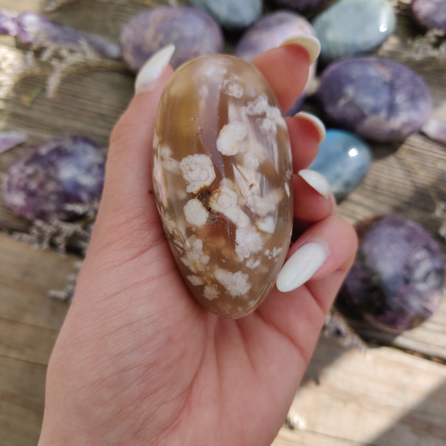 Flower Agate Palm Stone (#28)