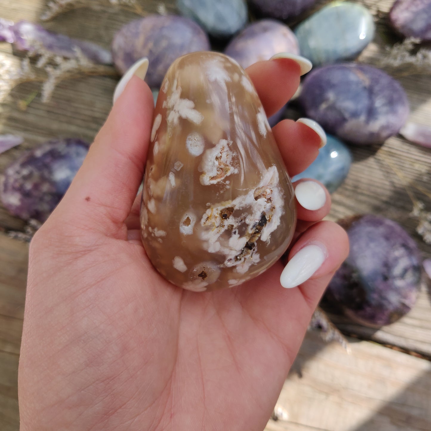 Flower Agate Palm Stone (#28)