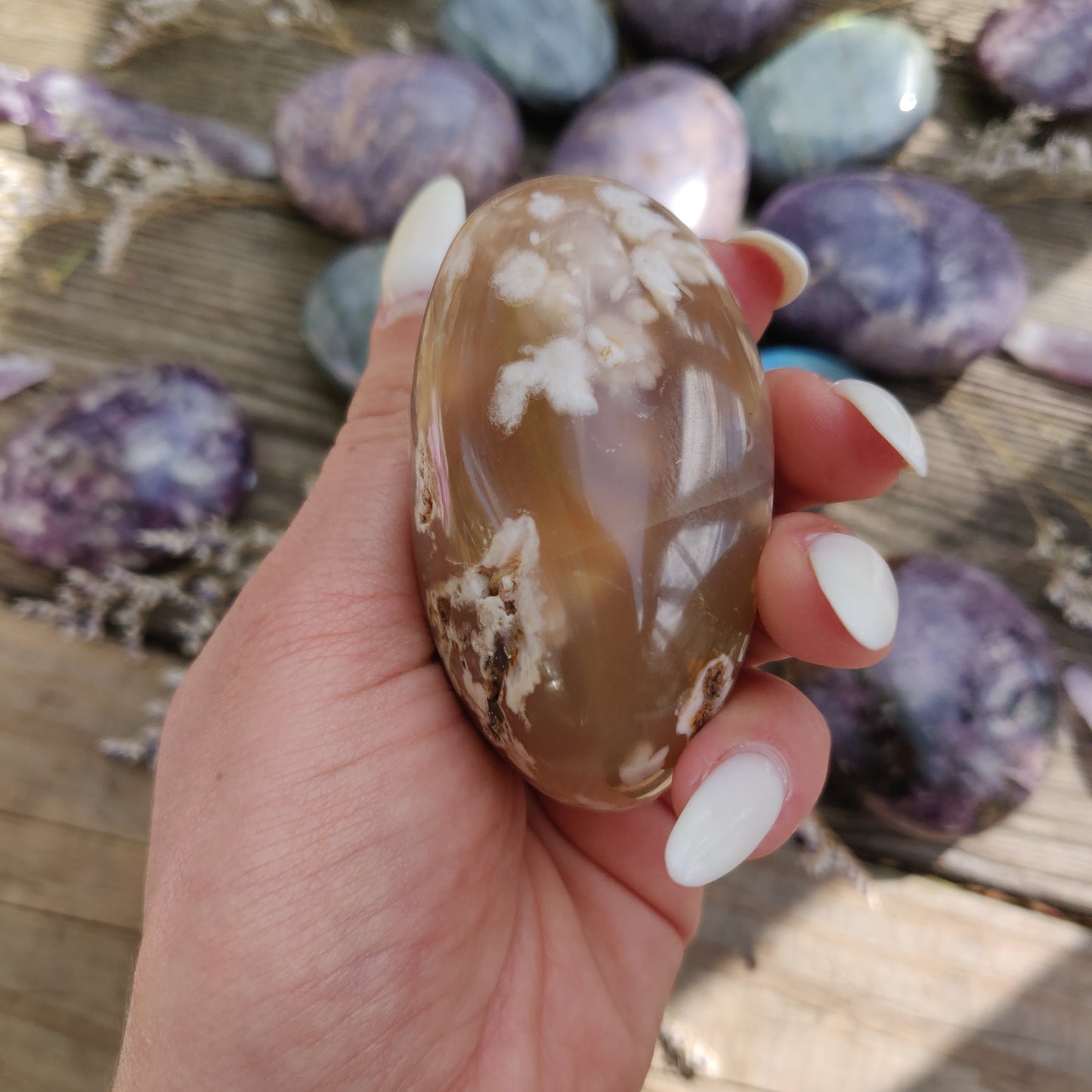 Flower Agate Palm Stone (#28)