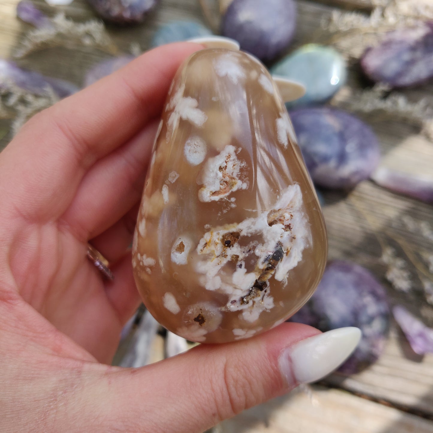Flower Agate Palm Stone (#28)