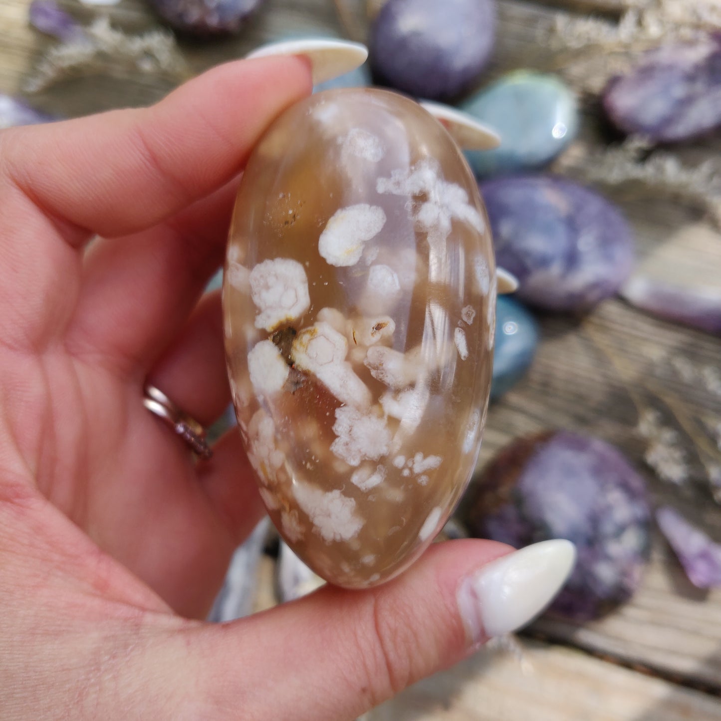 Flower Agate Palm Stone (#28)