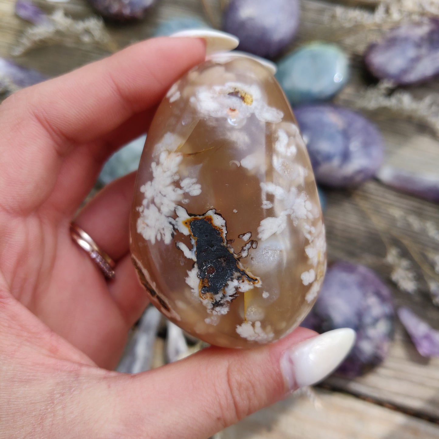 Flower Agate Palm Stone (#28)