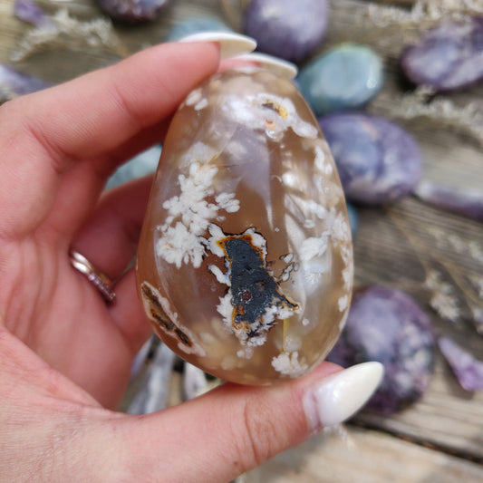 Flower Agate Palm Stone (#28)