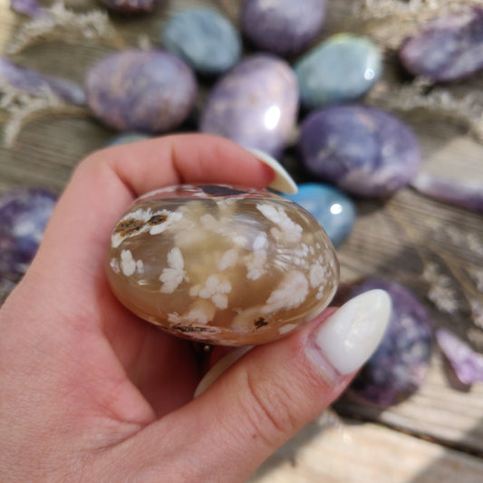 Flower Agate Palm Stone (#28)