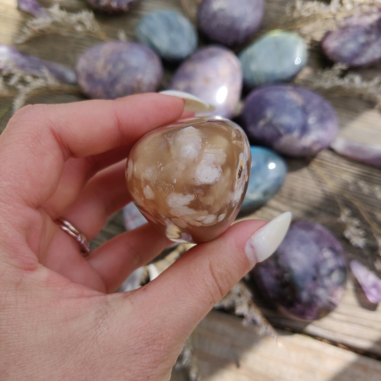 Flower Agate Palm Stone (#28)