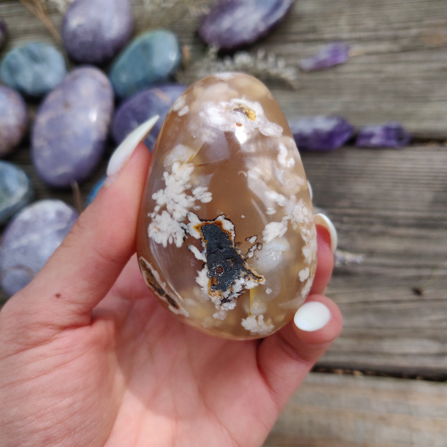 Flower Agate Palm Stone (#28)