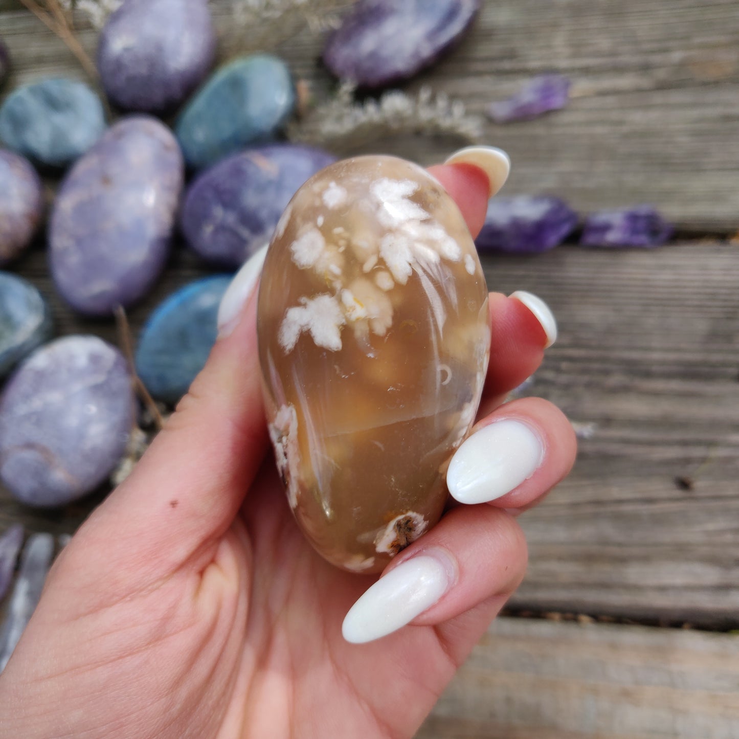 Flower Agate Palm Stone (#28)