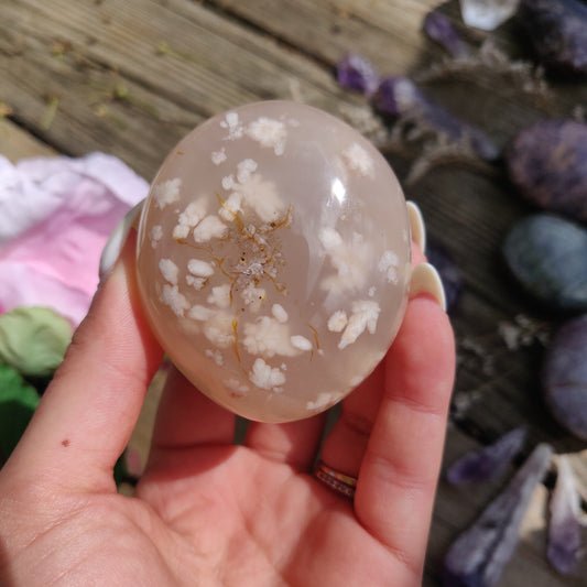 Flower Agate Palm Stone (#32)