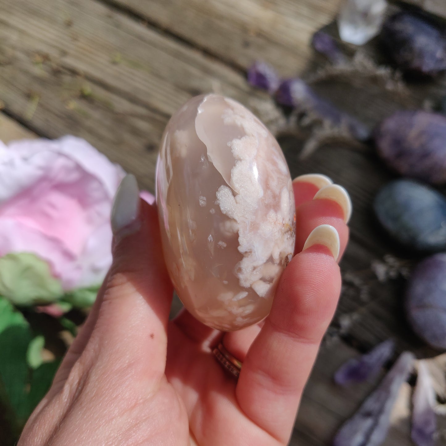 Flower Agate Palm Stone (#32)