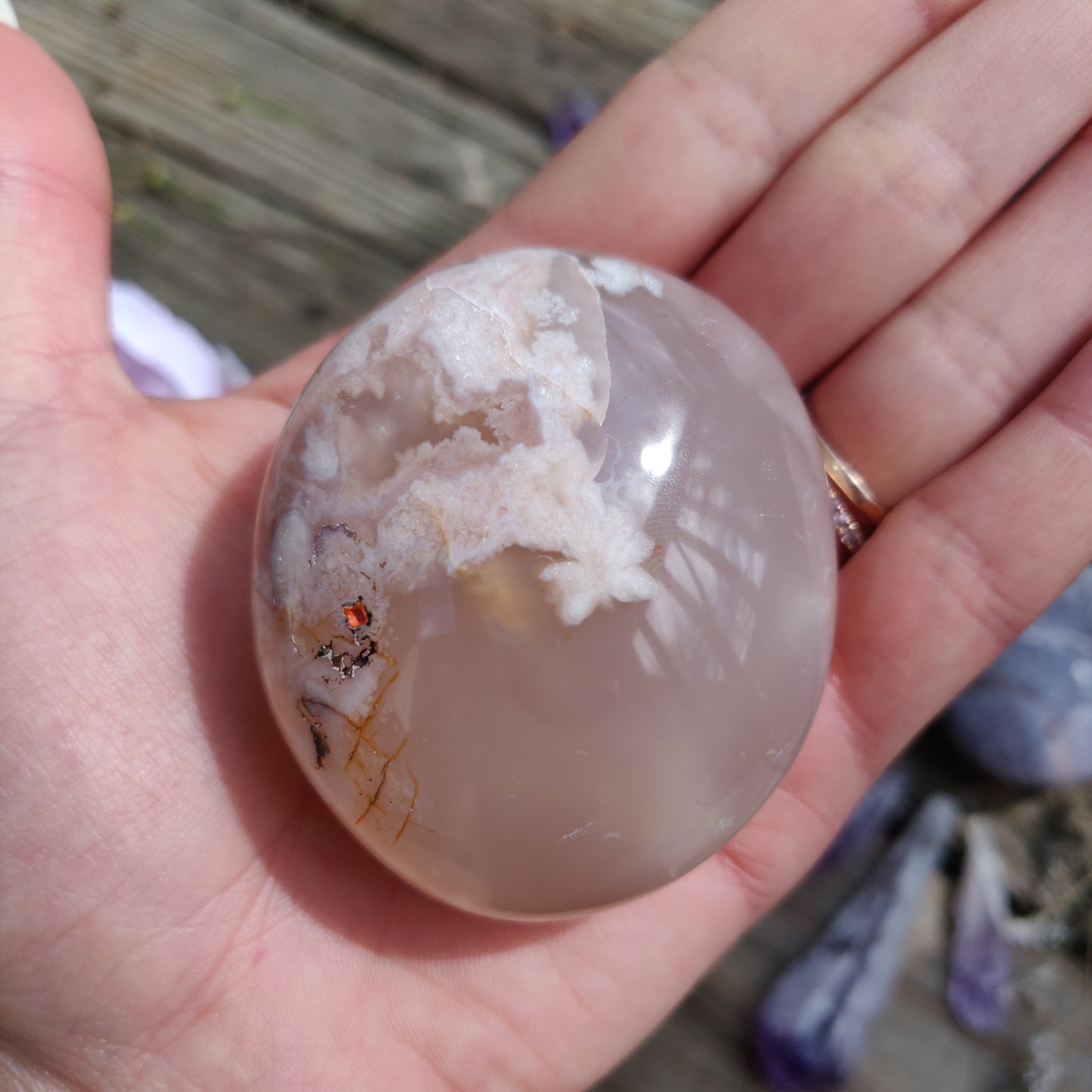 Flower Agate Palm Stone (#32)