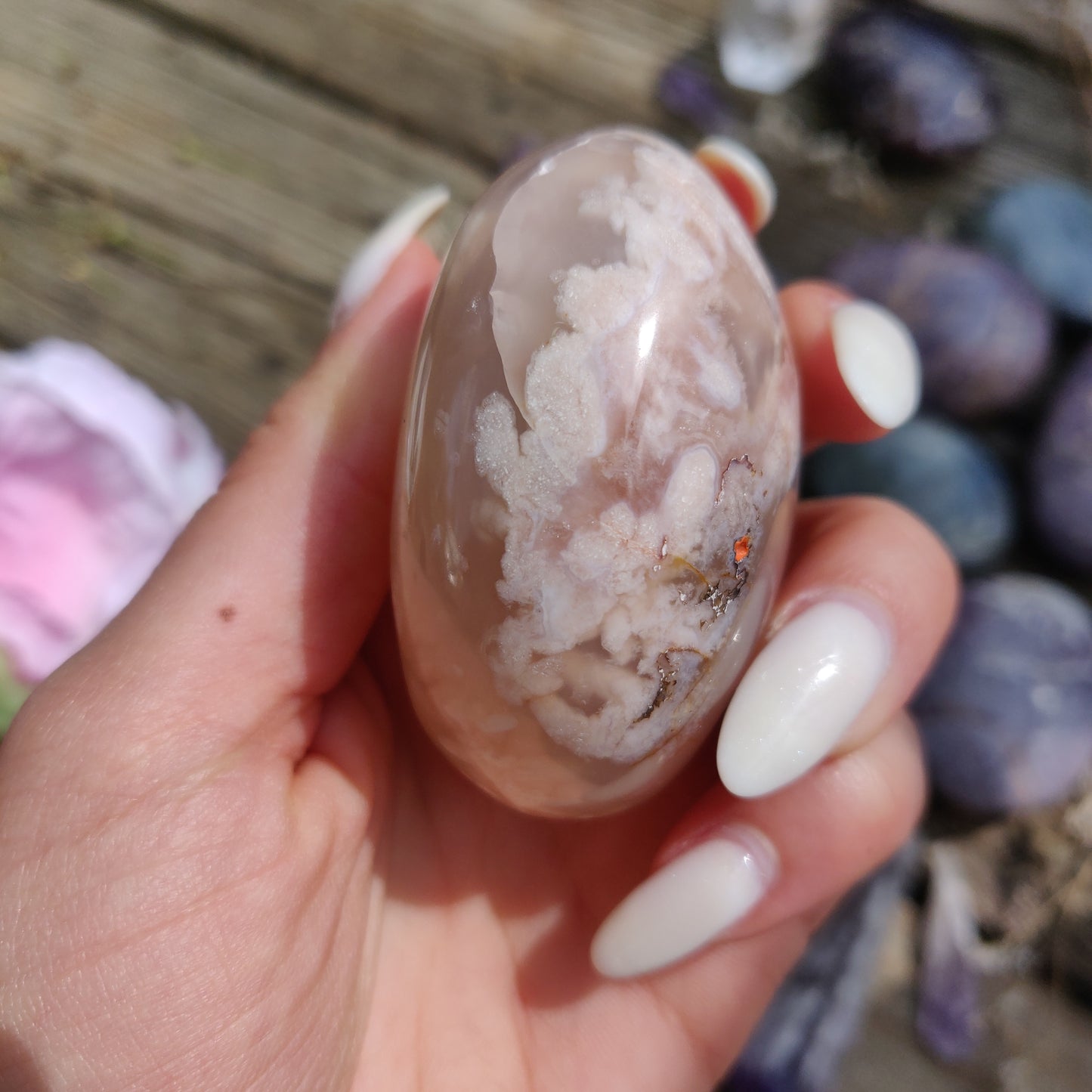 Flower Agate Palm Stone (#32)