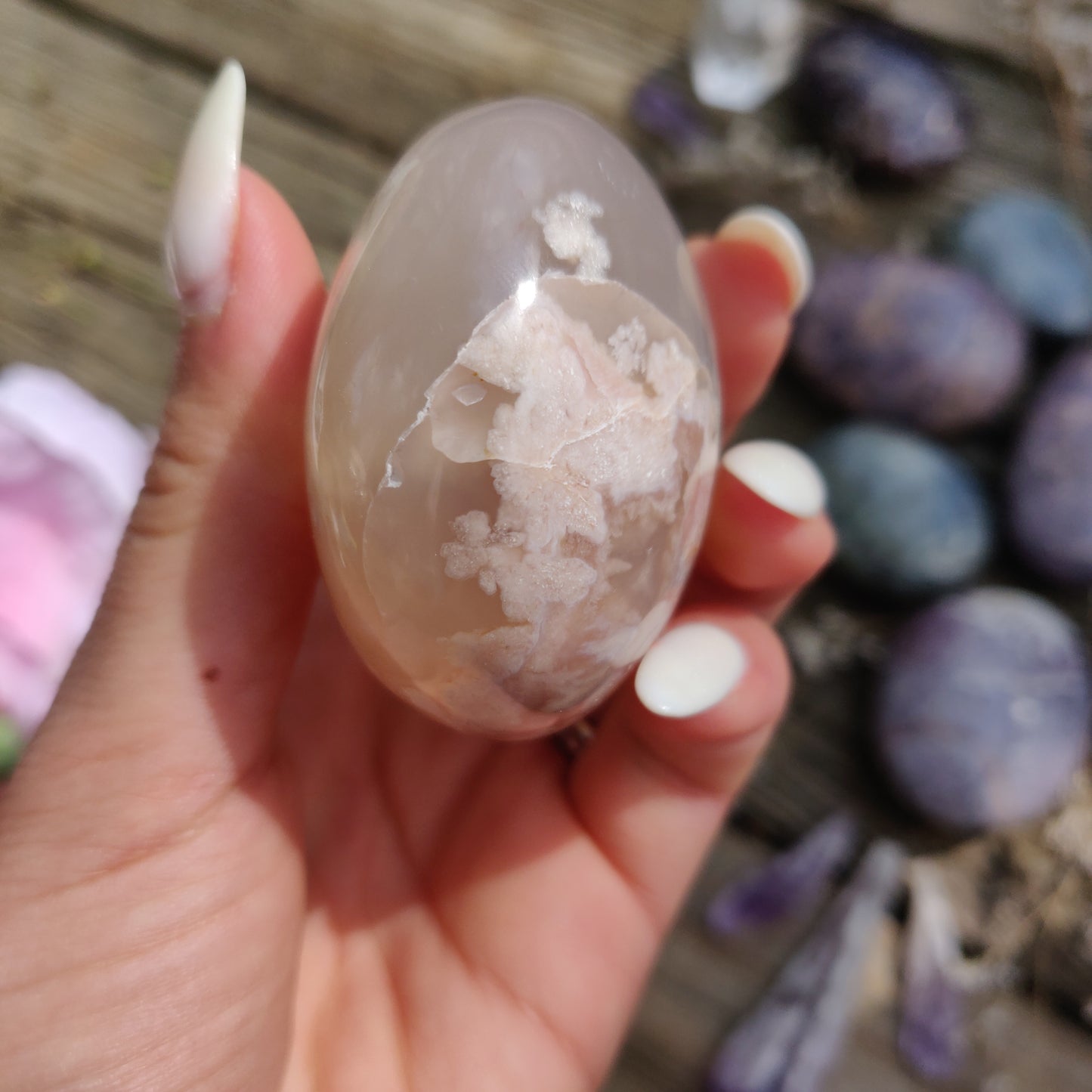 Flower Agate Palm Stone (#32)