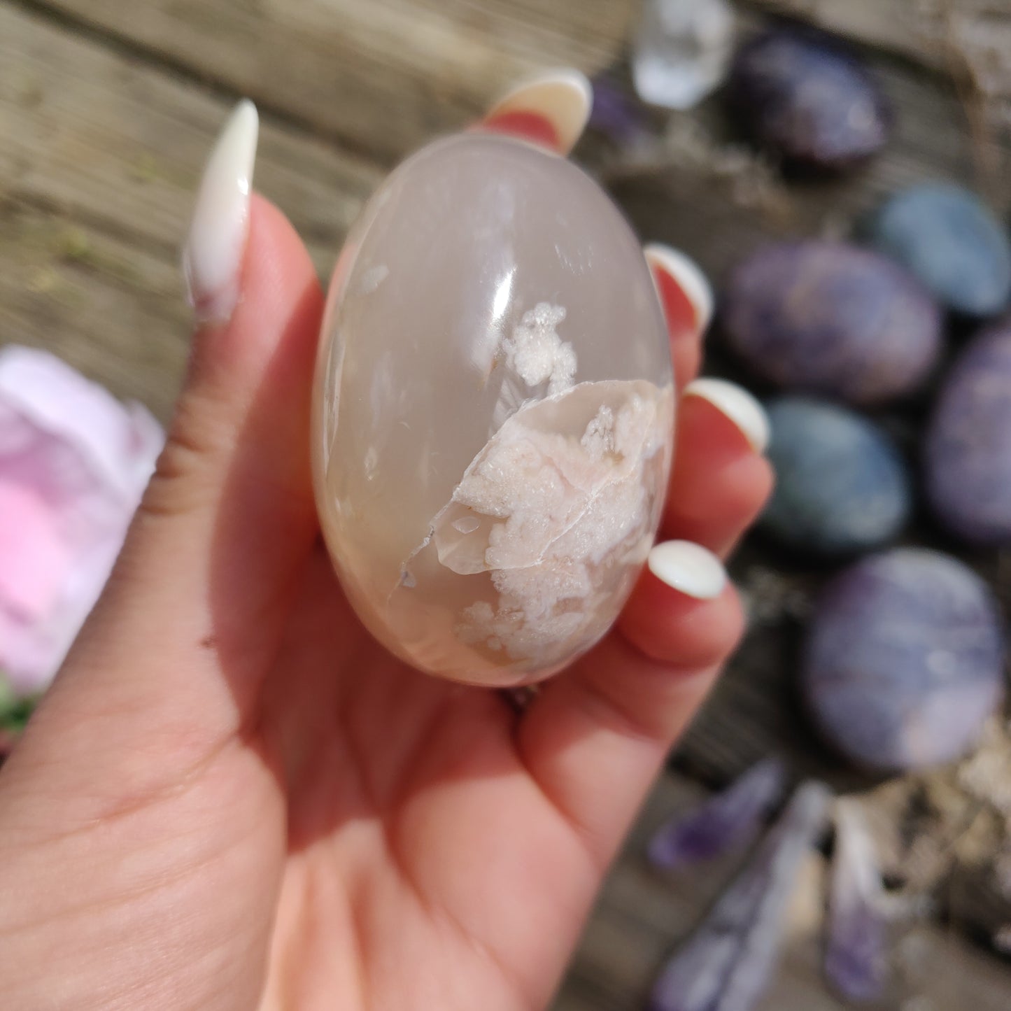 Flower Agate Palm Stone (#32)